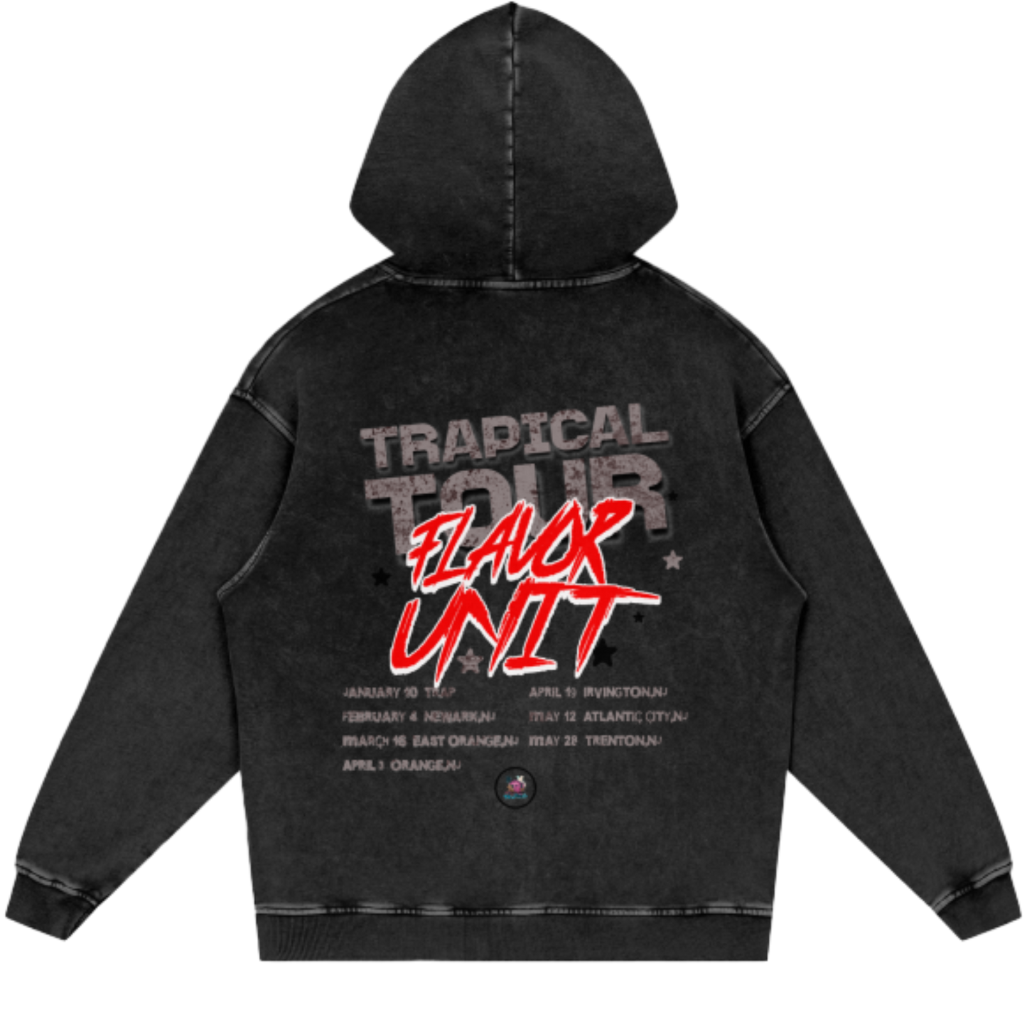 Trapical Tour Acid Wash Hoodie - 420 GSM