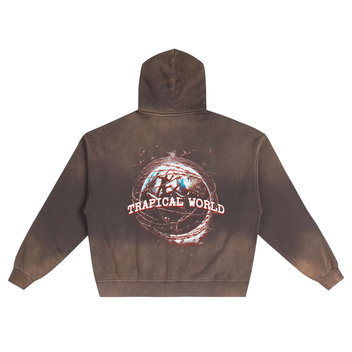 Trapical World Distressed Hoodie