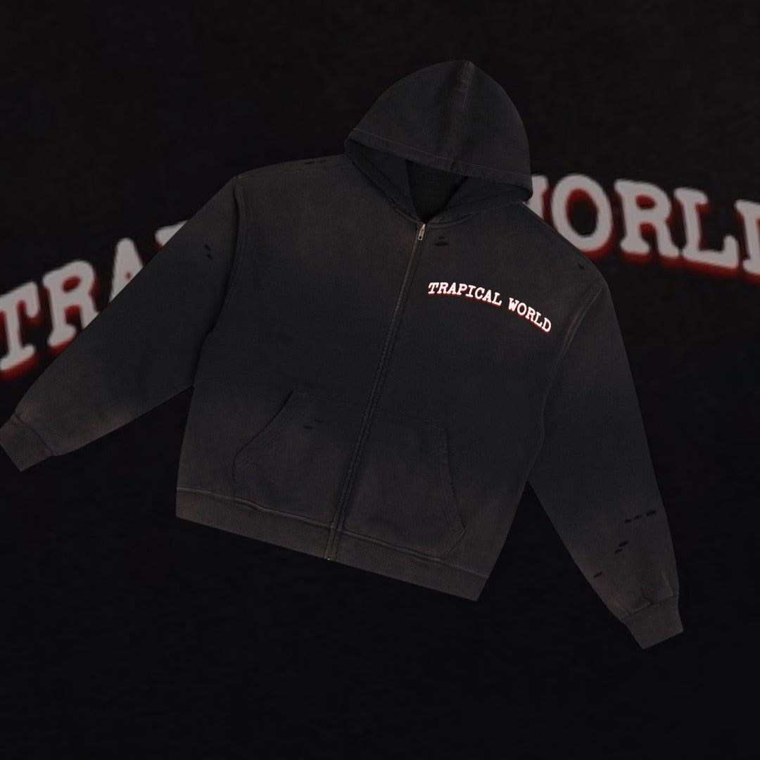 Trapical World Distressed Hoodie