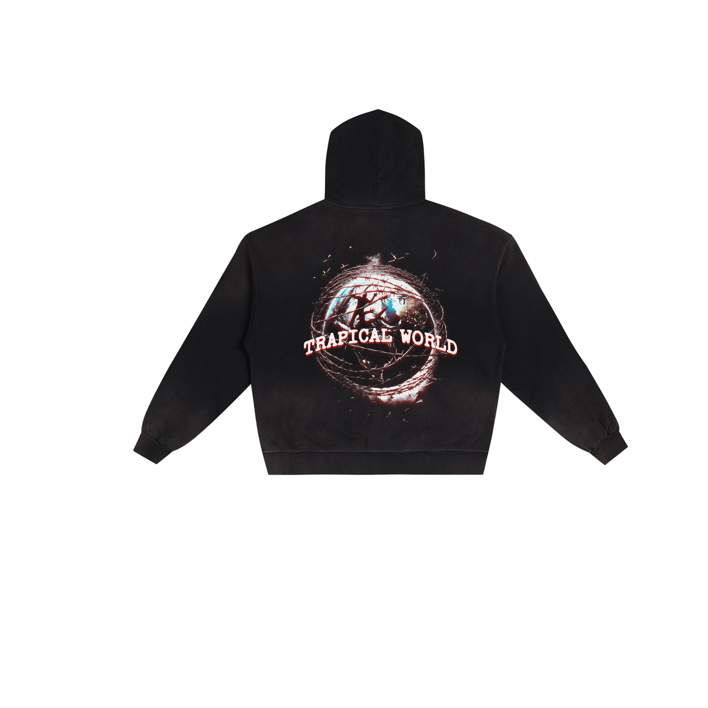 Trapical World Distressed Hoodie