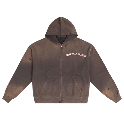 Trapical World Distressed Hoodie