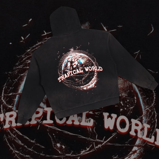 Trapical World Distressed Hoodie