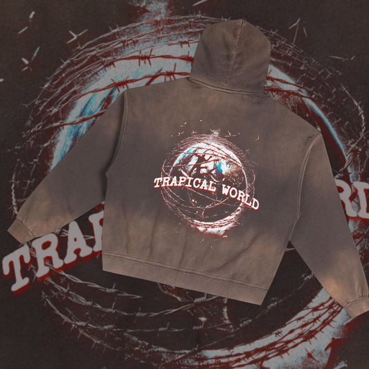 Trapical World Distressed Hoodie