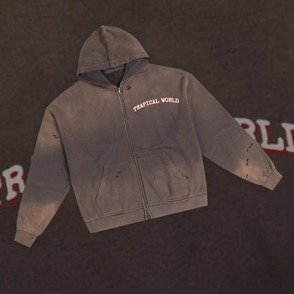 Trapical World Distressed Hoodie