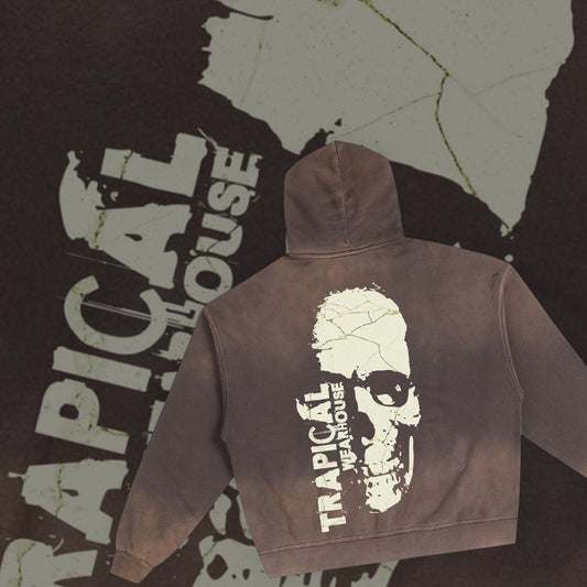 Trapical WearHouse Skull Distressed Hoodie