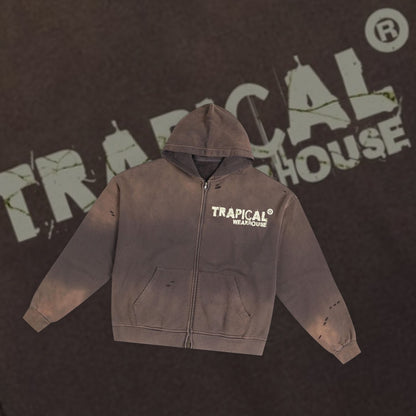 Trapical WearHouse Skull Distressed Hoodie