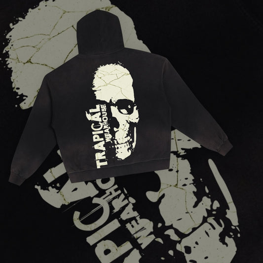Trapical WearHouse Distressed Skull Hoodie